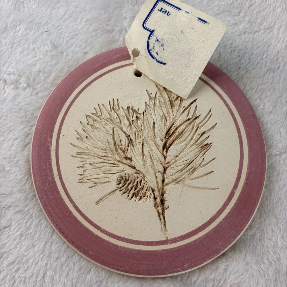 Vintage 90s Blue Moon Pottery Bun Warmer Ceramic Bread Warming Stone Rustic
